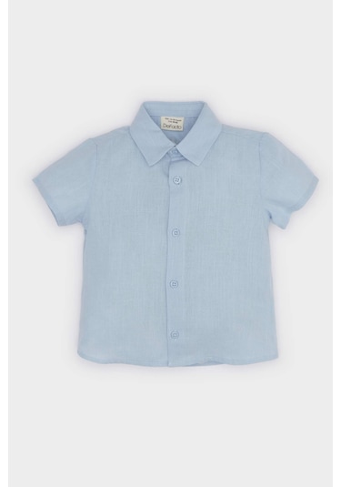 DeFacto Erkek Bebek Flamlı Poplin Kısa Kollu Gömlek E7749A525SMBE343 Mavi