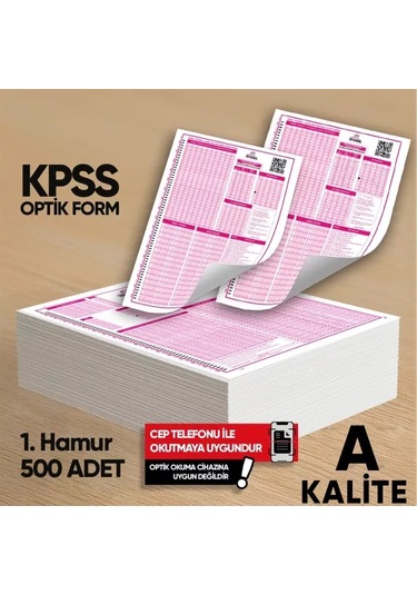 Kpss Gy-gk Deneme Sınavları İçin 500 Adet 80.gr Optik Form