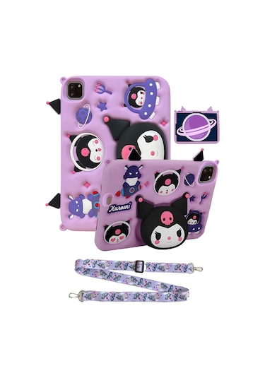 Apple Ipad 8. Ve 9. Nesil 10.2 Inç 2020 / 2021 Uyumlu Kedi Kılıf Standlı Eğlenceli Koruma Levander