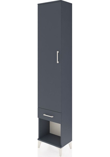 Arges Dolap 4 Raflı Tek Çekmeceli Tek Kapaklı 44x30x221 Antrasit-antrasit Antrasit