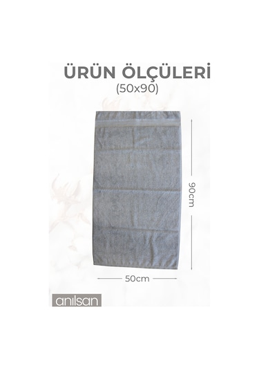6'lı Boncuk Gri El Havlusu - 50x90 Cm, 225 Gr, %100 Pamuk, Spa Ve Otel Havlusu, Günlük Kullanıma Uygun Gri