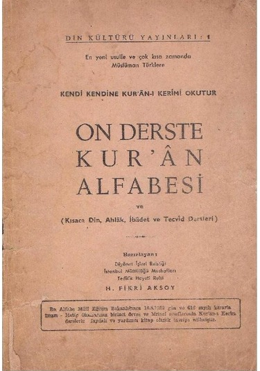 On Derste Kur'an Alfabesi Ve Kısaca Din Ahlak İbadet Ve Tecvid Dersleri