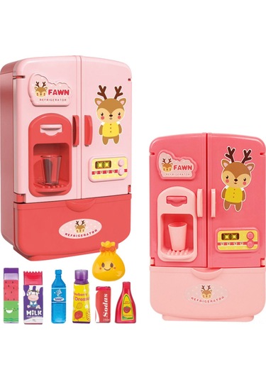 Symbee Çocuklar İçin Eğlenceli Ve Eğitici Pembe Çift Kapılı Buzdolabı Oyuncağı, 3 Yaş Üstü İçin Uygun, Abs Malzeme.