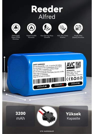 Reeder Alfred 3200mah Robot Süpürge Bataryası G.g
