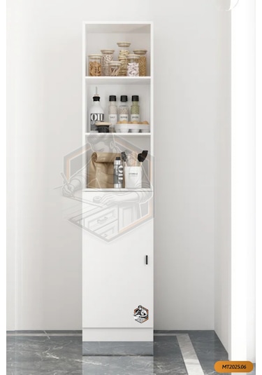 Mdf Tek Kapaklı Ve Açık Raflı Çok Amaçlı Mutfak Dolabı/kavanozluk