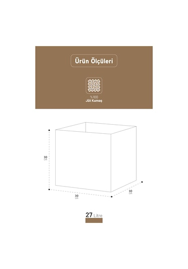 İronika Jüt Kumaş Dolap İçi Organizer Oyuncak Kutusu Eşya Çamaşır Saklama Sepeti Düzenleyici Kutu 3lü Set Kahverengi