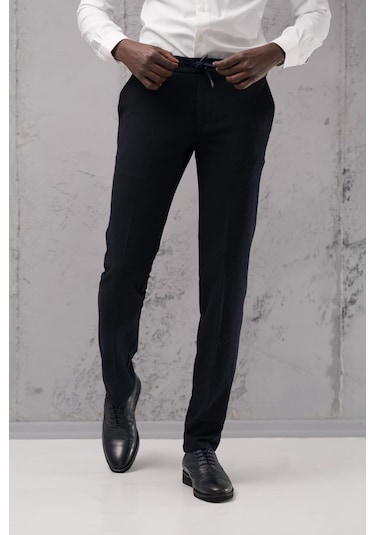 Ecer Regular Fit Yan Cepli Kışlık Gofre Kumaş Pantolon Lacivert
