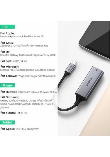 Ebitda Ugreen Usb-c Gigabit Ethernet Adaptörü - Hızlı Kablolu Bağlantı