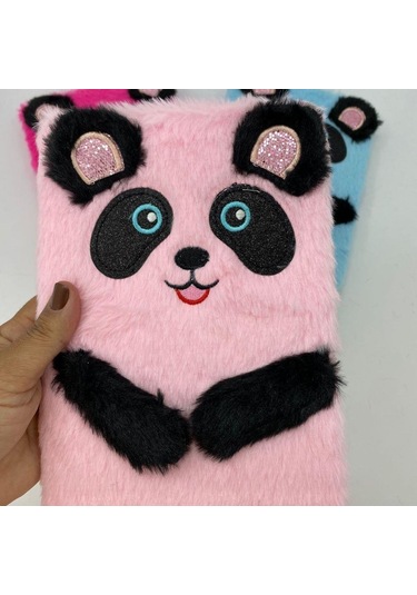 Peluş Çizgili Sevimli Panda Tasarımlı Defter renkli