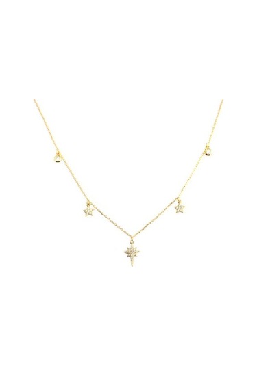 925 Ayar Gümüş Kolye Hediye Kadın Minimalist Boho Kişiselleştirilmiş Lüks Tasarım Star Kakma Elmas Güzel Kuyumculuk Kolyeler Altın - Beyaz