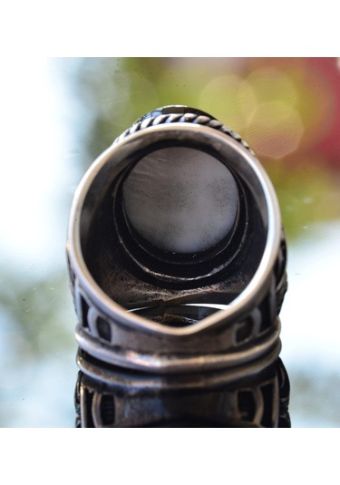 Akrep Hayvan Yüzüğü - Erkekler İçin Sterlin Gümüş Zambak Desenli Büyük Yüzük Gümüş