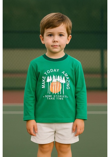 Erkek Çocuk %100 Pamuk Baskılı Uzun Kollu Tişört - Yeşil 3-4 Yaş 8-9 Yaş Yeşil Erkek Çocuk %100 Pamuk Baskılı Uzun Kollu Tişört - Yeşil 3-4 Yaş 8-9 Yaş Yeşil