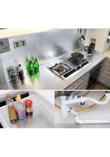 9016904038576drvs - Alüminyum Folyo Yapışkanlı Mutfak Koruyucu Folyo 2 Metre Çok Renkli