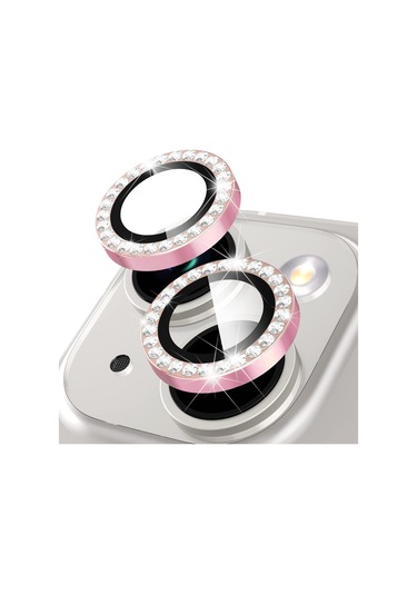 Buff Iphone Uyumlu 14 / 14 Plus Uyumlu Diamond Uyumlu Kamera Lens Koruyucu Pembe