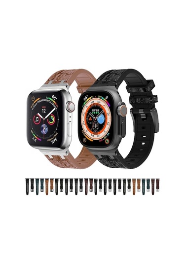 Novahub İos Watch Uyumlu Se 2023 40mm Timsah Dokusu Sıvı Silikon Saat Bandı Siyah Koyu Kahverengi, Ergonomik Tasarım