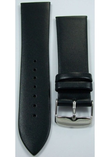 Bizon 24Mm Siyah Deri Saat Kayışı Dikişsiz Klasik Saat Kordonu Si