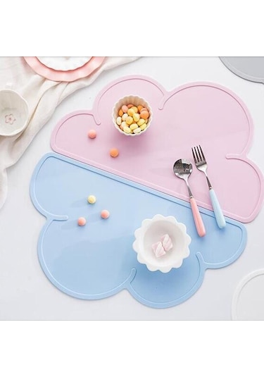 Gri Bulut Şekli Placemat Çocuk Plaka Mat Silikon Masa Pedi Su Geçirmez Isı Yalıtımı Ev Mutfak Pedleri Gri