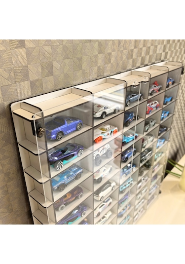 Pleksi Kapak 1/64 Hotwheels Uyumlu 50 Araç Oyuncak Araba Rafı