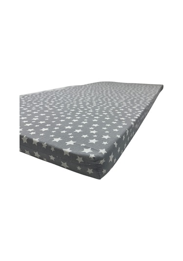 Sünger Yatak 80x180x6 Cm, Yer Yatağı, Balkon Yer Minderi,şantiye,karavan,deprem Yatağı-gri Yıldız