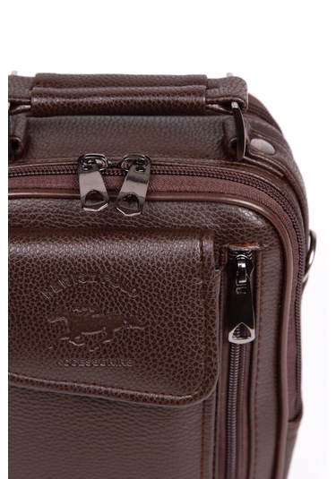 Newish Polo Postacı Kasalı Kapaklı Cepli El Çantası Küçük Boy-suni Deri Koyu Kahverengi