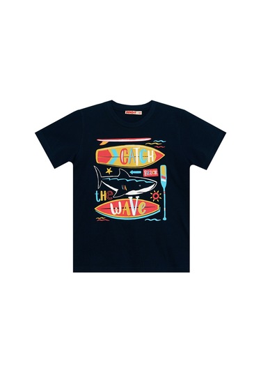 Denokids Mushi Catch Wave Erkek Çocuk T-shirt Kapri Şort Takım Çok Renkli