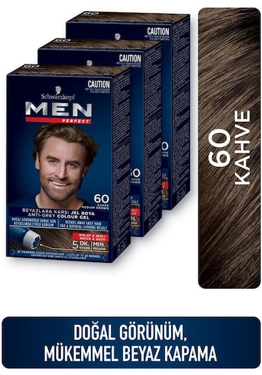 Schwarzkopf Men Perfect Saç Boyası 60 Kahve 3'lü