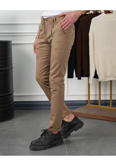 Modefendi Pamuk Likra Slim Fit Jogger Pantolon Taba