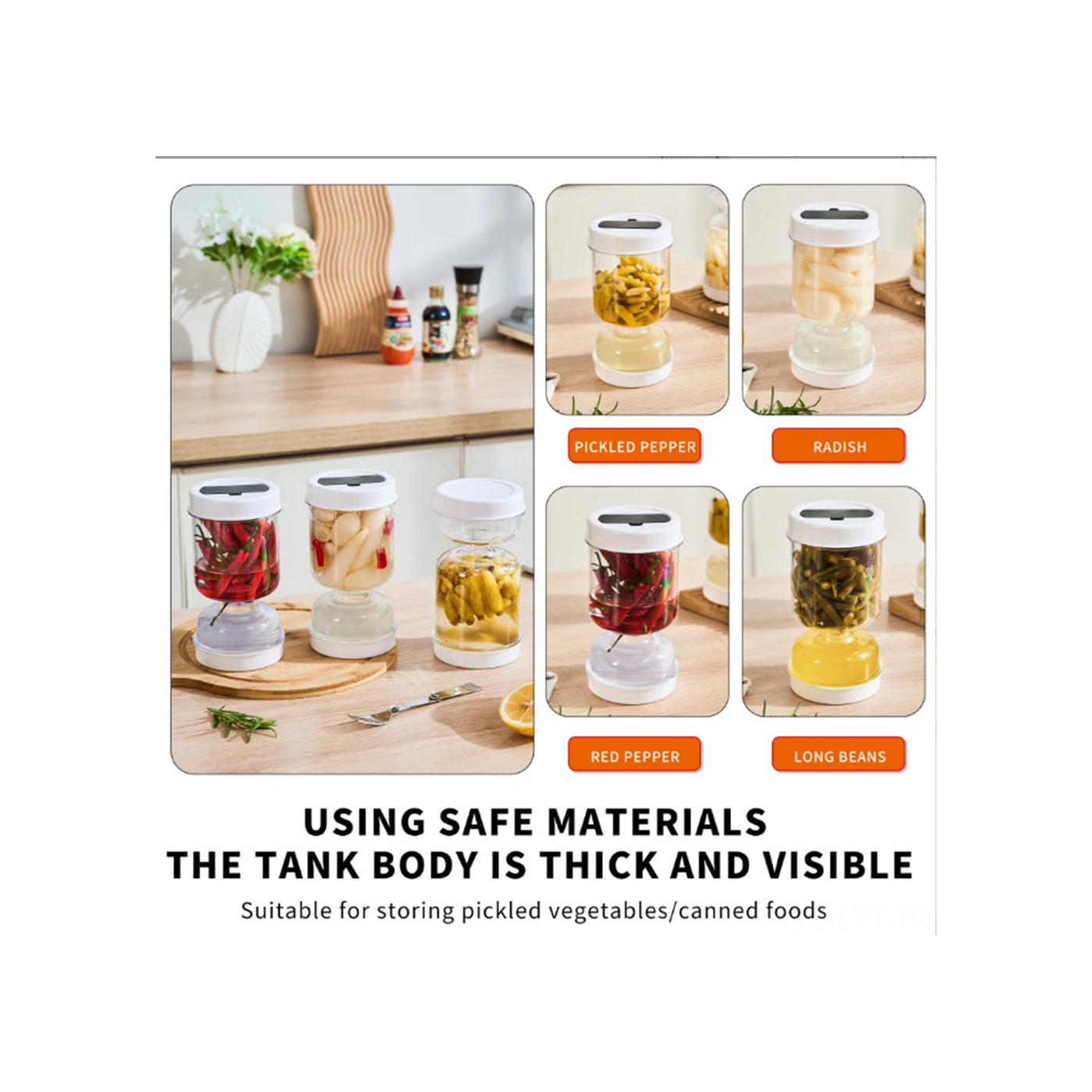 Youtek Beyaz Plastik 800ml Gıda Depolama Kavanozu, Islak-kuru Ayrımı, Görünür Kapak, Katlanabilir Çatal, Ev Ofis Mutfak Tuzlama Salata Sosu İçin Beyaz