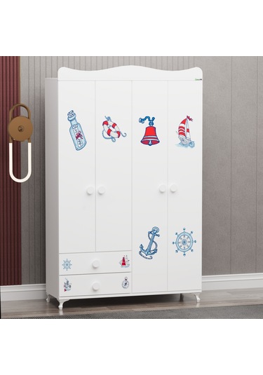 Garaj Home Yıldız 4 Kapaklı 2 Çekmeceli Dolap - Denizci