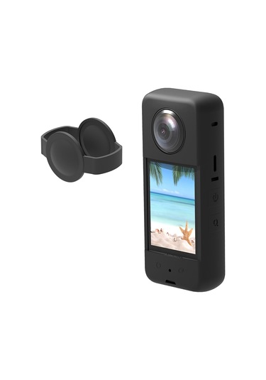 Insta360 X3 Puluz Lens Kapaklı Silikon Koruyucu Kılıf İçin Siyah