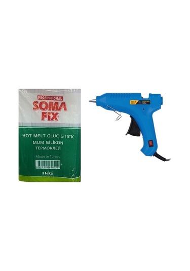 1 KG Somafix Kalın Şeffaf Mum Silikon 11.3x300 MM + 60 W Tabanca