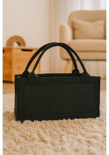 Siyah Keçe Anne Bebek Bakım Çantası Yenidoğan İçin Organizer Düzenleyici Siyah