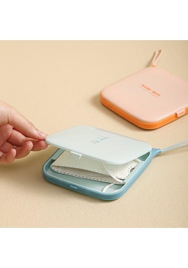 Dofolink 3 Adet Pp Plastik Maske Saklama Kutusu - Taşınabilir, Hafif Ve İnce Tasarım, Farklı Renkler Mavi, Turuncu, Gri Gök Mavisi