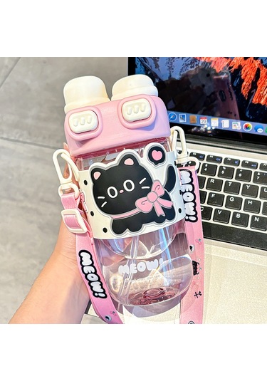 Jian Fan Çift Kapaklı Plastik Hasıriçme Bardağıyeş Yeşil