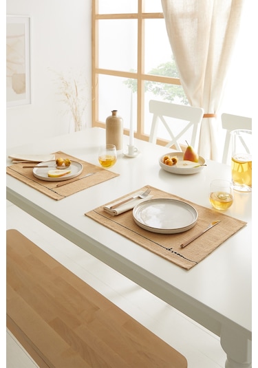 2 Adet Jüt Dream Baskılı Sofra Sunum Tabak Altlığı Supla Amerikan Servisi 45 x 35 CM Bej