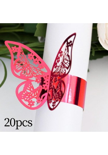 Suntek 20x Kağıt Peçete Halkaları Dekor Sahipleri Serviette Yansıtıcı Kırmızı