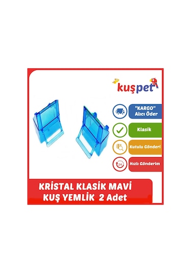 Kanarya Muhabbet Kuşu Klasik Kristal Mavi Kuş Yemlik 2 Adet