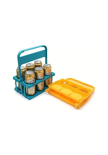 Trendooze Katlanır 6lı Bira Sepeti Sarı Taşınabilir Bira Taşıma Filesi Kahve Süt Çay Fıltresi Sarı Sarı