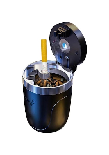 Coofbe Premium Car Ashtray Led Işıklı Taşınabilir Kapaklı Araba Küllük Kül Tablası Yıkanabilir Küllük