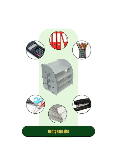 Masa Düzenleyici Organizer Evrak Rafı Masaüstü Organizer Model 6 - Beyaz