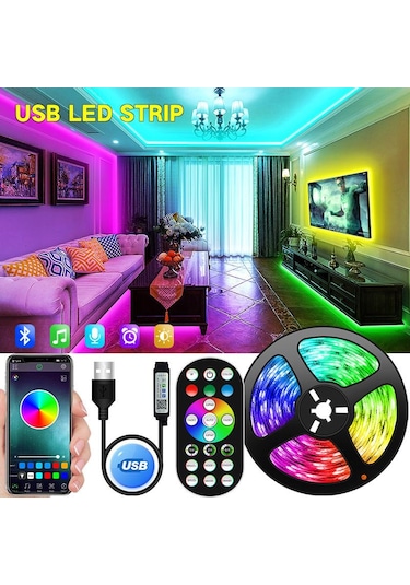 App 5050rgb Usb Bluetooth Işık Şeridi 5 V Rgb Led Lamba Şerit Esnek Işık Odası Dekorasyon Tv Arka Işık Diyot Bant Yes Battery&app 0.5m