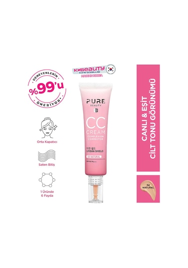 Pure Beauty Aydınlık Verici CC Cream 02 Natural SPF50 30 ML