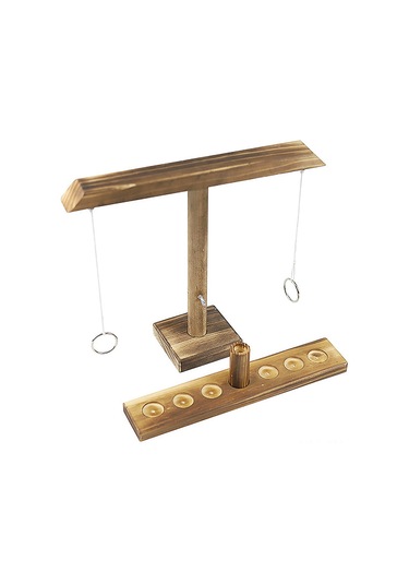 Ximistore9 Orta Boy 30cm Karbonize Ahşap Halka Atma Oyunu - Çift Kişilik Masa Oyunu - El-göz Koordinasyonunu Geliştirir