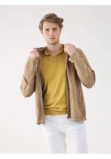 Dufy Bej Erkek Regular Fit Kapüşonlu Mont - 96319 Bej