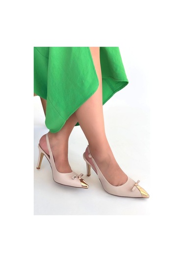 Joye Bej Cilt Topuklu Ayakkabı Bej