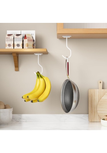 Fosenze Beyaz Elektrostatik Boyalı Katlanabilir Mutfak Muz Kancası - Tavan Montajlı Kolay Kurulum Ve Ayarlama Özellikli Mevcut Tarz Meyve Asıcı