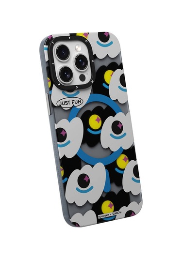 İphone 14 Pro Uyumlu Kılıf Magsafe Şarj Özellikli Youngkit Happy View Serisi Kapak Mavi