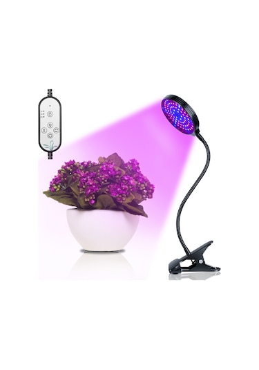 Teltree Bitki Büyüme Lambası Usb Klipsli - 15w 5 Parlaklık 3 Mod Kırmızı/mavi/ikili Işık 360 Esnek 4/8/12saat Zamanlayıcı Ip66 Şarj Adaptörü Hariç Siyah