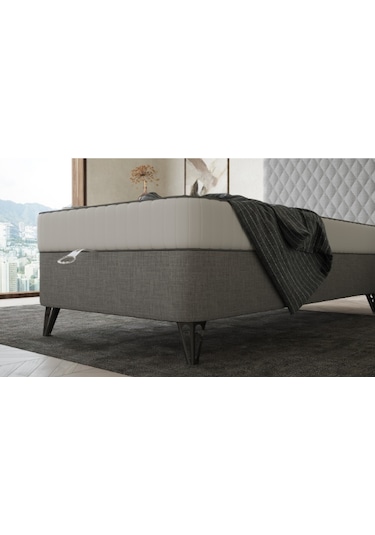 Ortopedik Lüx Yatak Baza Başlık Seti - Antrasit 90 x 190 CM