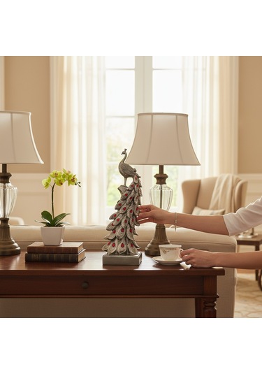 Frefly Store Gümüş Kristal Kuyruklu Tavuskuşu 50 Cm 0